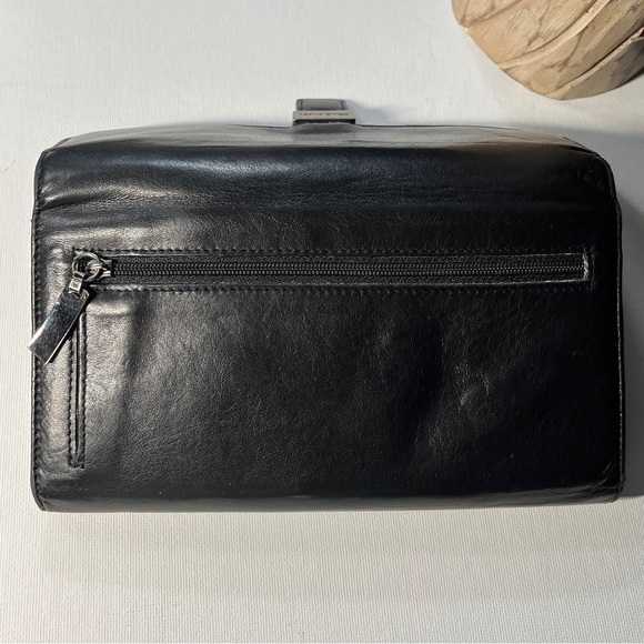 Wilson's Pelle Studio Womens Soft Black Leather Wallet Trifold 7.25" x 3.25" - Picture 5 of 11